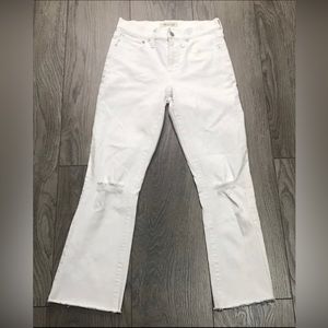 MADEWELL Cali Demi Boot Women's Jeans White Raw Hem Distressed Size 26